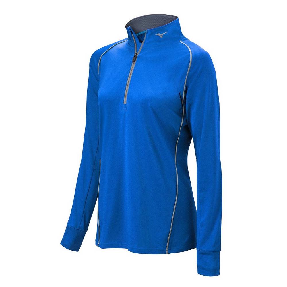 Moletom Mizuno Comp 1/2 Zip Long Sleeve - Mulher - Azul Marinho - MJLZK9437